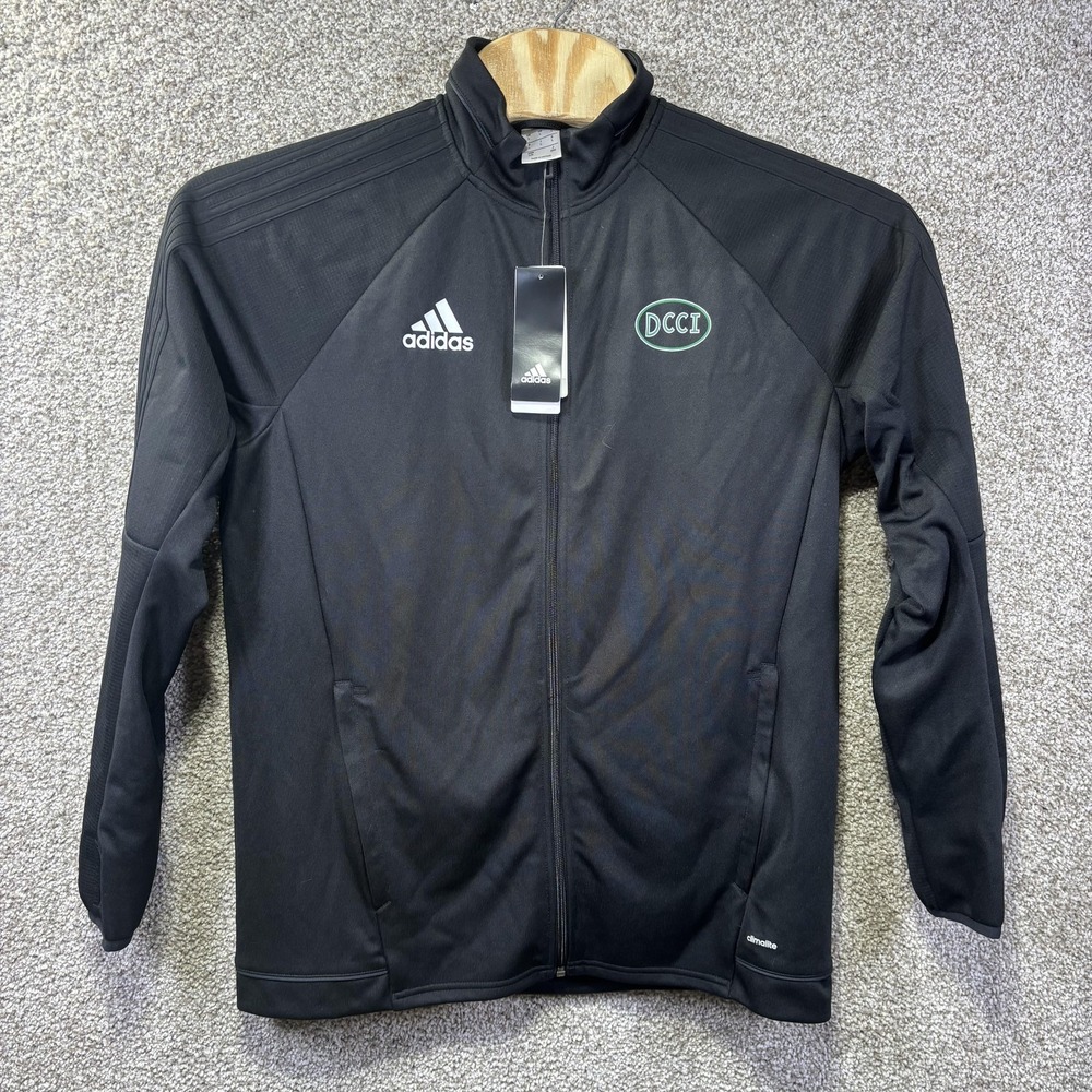Adidas Track Jacket Mens Large Black Full Zip Climalite Allianz Field Soccer